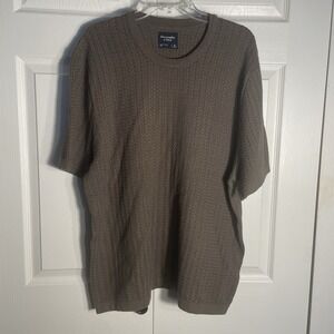 Abercrombie Fitch Stitched Textured Tee Men XL Brown Short Sleeve Knit Pullover